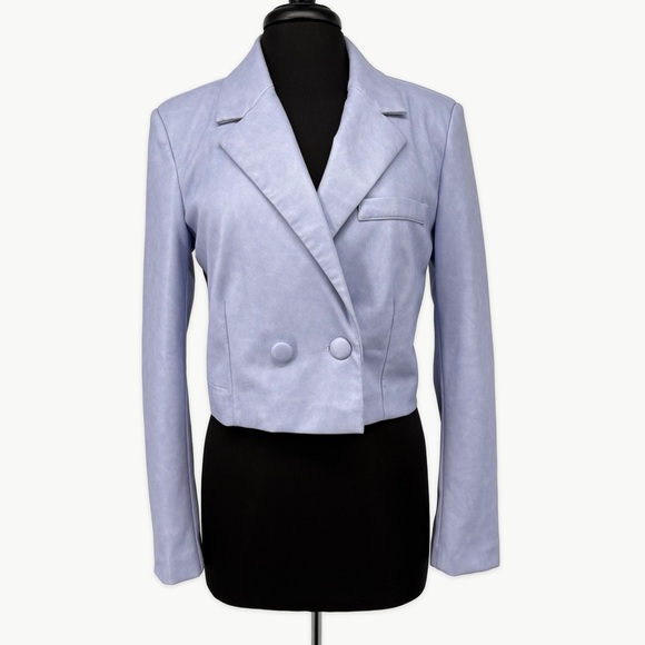 7 For All Mankind Jackets & Blazers - 7 For All Mankind Faux Leather Cropped Jacket Sz Medium Lavender Double Breasted